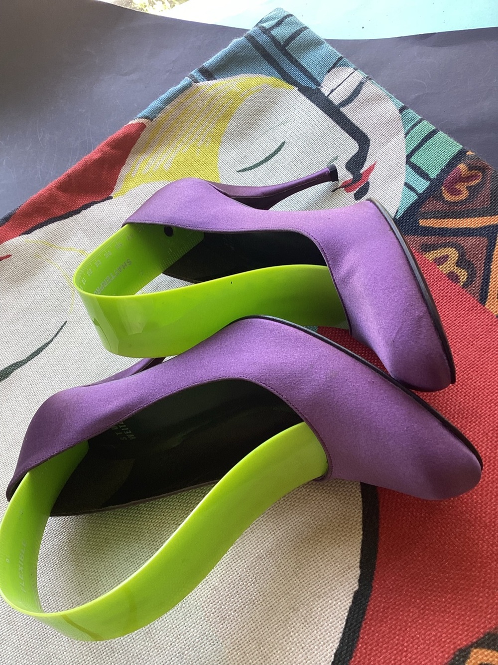 Stuart Weitzman purple satin pumps